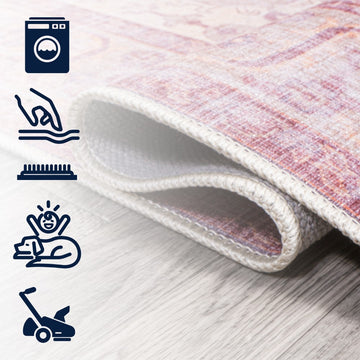 Alacati Ogee Medallion Washable Area Rug